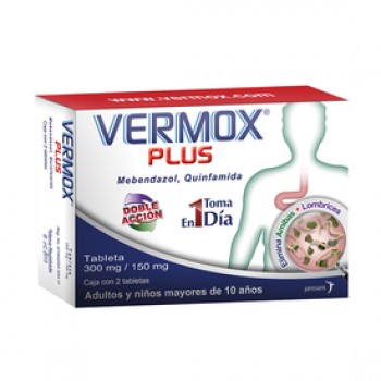 Vermox Plus Mebendazole quinfamide 300/150 mg 2 tabs