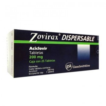 Acyclovir Zovirax soluble dispersable 200 mg 25 tabs